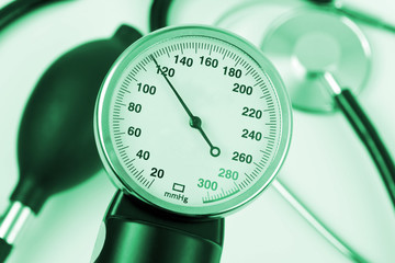 Scale of pressure and stethoscope