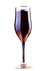 glass of red wine on white