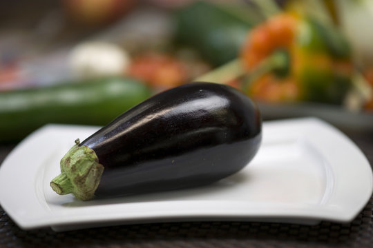 Eggplant on a white plate