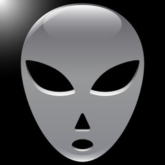 Alien face on the space background, vector illustration