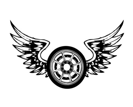 Wings And Wheel Chopper Tattoo