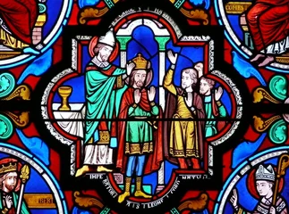 Deurstickers Glas in lood Gebrandschilderd glas heilige charlemagne poitiers sainte radegonde frankrijk