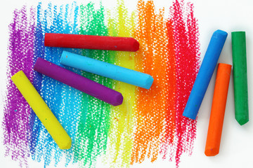 Oil Pastel Crayons on a white paper
