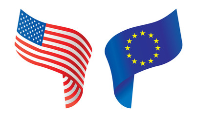 Flags of USA and Europe