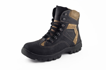 Warm leather boot for traveling in winter