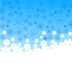 vector Illustration of silhouette  daisies on blue background