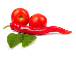 Red hot chili pepper with tomatoes