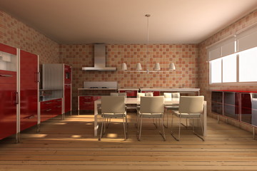 3d rendering interior of a modern dining room