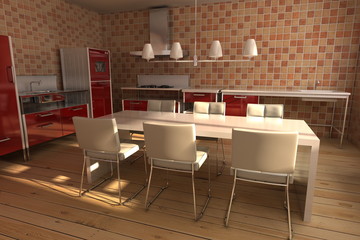 3d rendering interior of a modern dining room