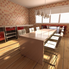 3d rendering interior of a modern dining room