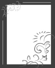 Uncolored vector floral background with field for text