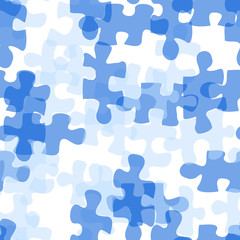 Seamless puzzle blue vector pattern