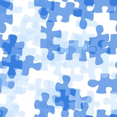 Door stickers Pop Art Seamless puzzle blue vector pattern