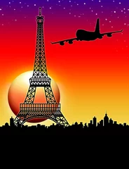 Papier Peint photo autocollant Doodle Voyage à Paris-Voyage à Paris-Tour Eiffel