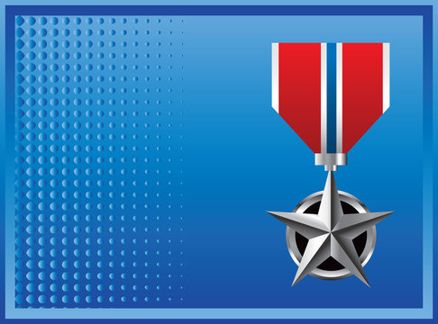 Military medal blue halftone banner