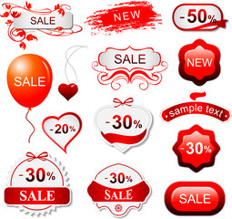 Set of design elements. Red sale collection.