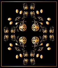 Floral gold and black card, ornament background