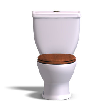 toilet with wooden seat
