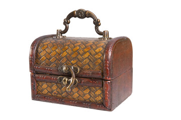 wooden casket isolated on the white background