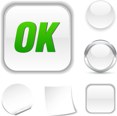 Ok white icon. Vector illustration