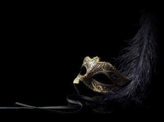 carnival mask isolated on black - obrazy, fototapety, plakaty