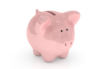 Piggy Bank over White