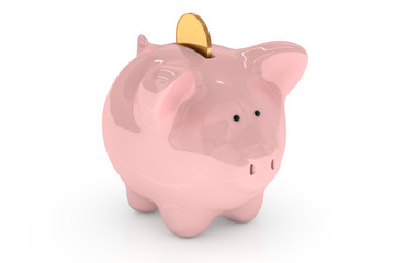 Piggy Bank over White