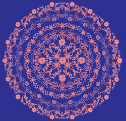 pink circle decoration on blue