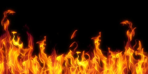 Rolgordijnen Vlam fire isolated over black background
