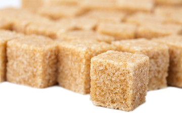 cane sugar cubes isolated