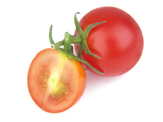 Fresh cherry tomatoes on white