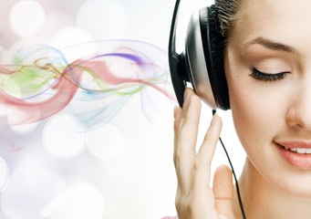 girl in headphones