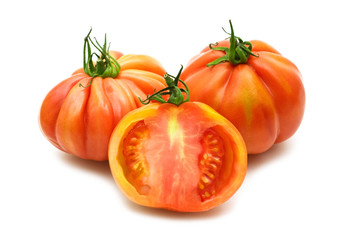 fresh tomatoes on white background