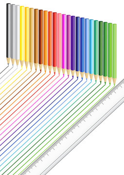 matite colorate con righello