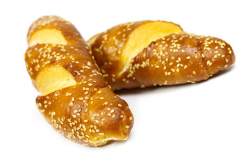 Laugenbrezel,freigestellt auf Weiss