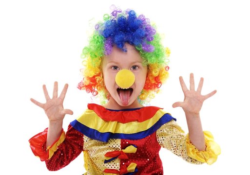 cute little girl wearing a funny clown costume