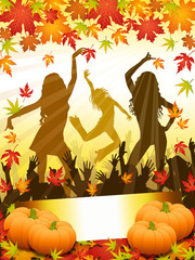 Autumn disco-party card with pumpkins © Vanessa
