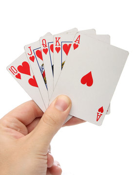 Hand holding a Royal Flush. I´ve got more poker images