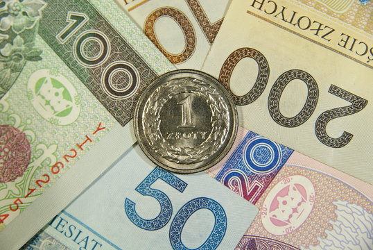 One zloty on all of polish cash
