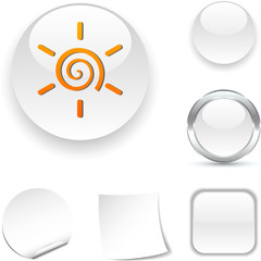 Sun white icon. Vector illustration