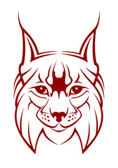 Head of lynx as a mascot isolated on white