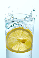 Water with a lemon.