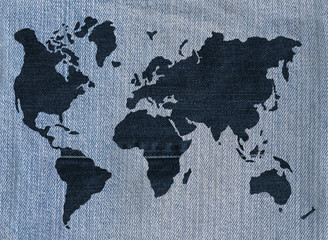 World map made of denim