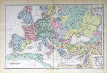 Old map of Europe, 1883