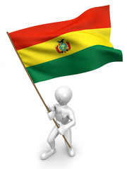 Men with flag. Bolivia