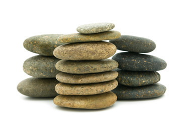 Pile of stones on white background