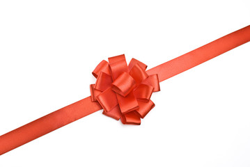 Red gift satin ribbon and bow
