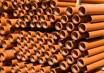 Stacked PVC  orange pipes