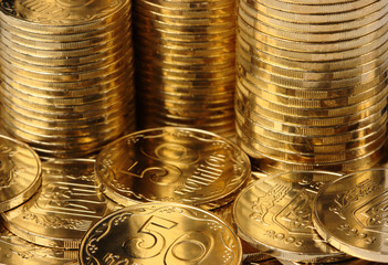 Closeup of a golden coins