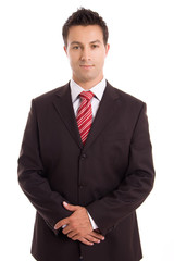 Young business man portrait in white background